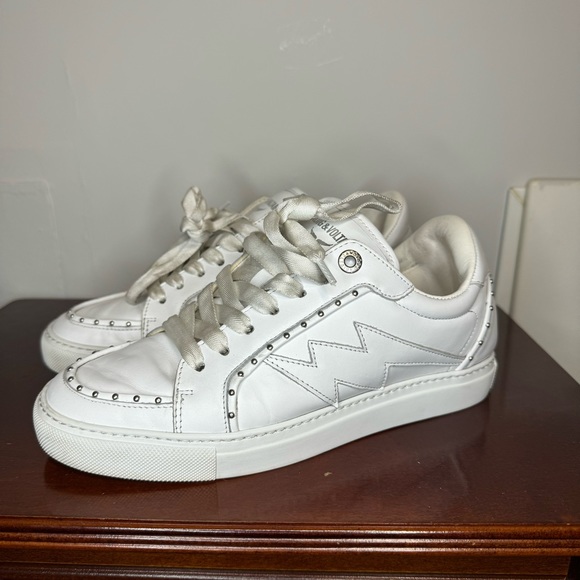 Zadig&Voltaire La Flash Women’s low top leather sneakers - Size 7 White - Picture 5 of 14
